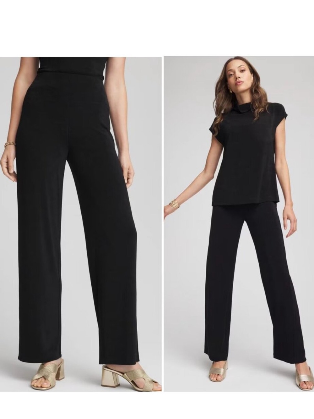 Traveler's by Chico's Women's Black Straight Leg Pull-On Pants Sz. 2R (L/12)
